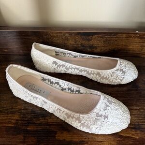Kailee P White Lace Flat Women’s Shoes Wedding Bridal Shower Bride Neutral